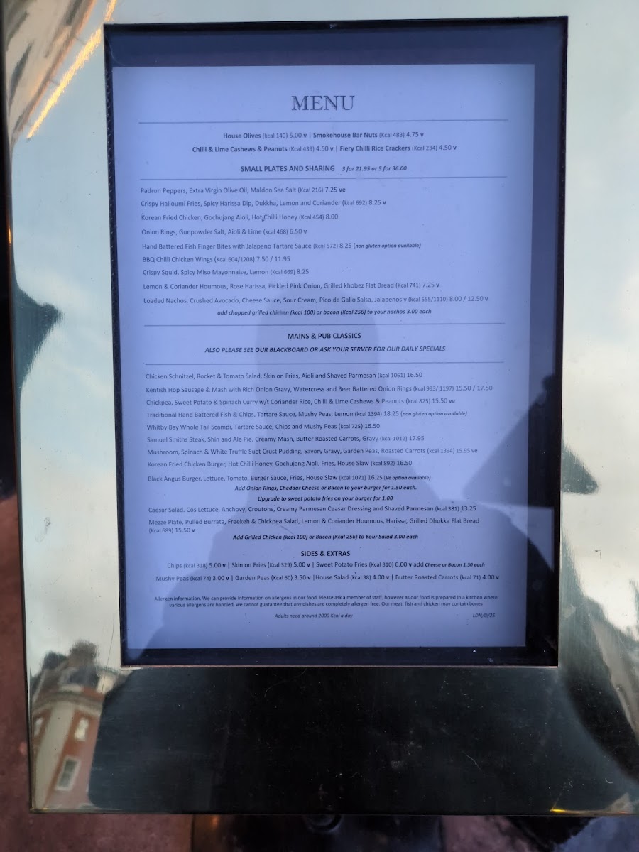 Angel In The Fields Menu - Image 1